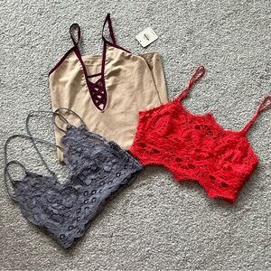 NWT/NWOT Free People XS/S 3 Piece Bralette/Top Bundle.